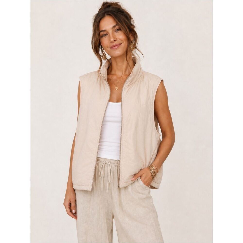 Anthropologie Umgee Cream Puffer Vest size 2X